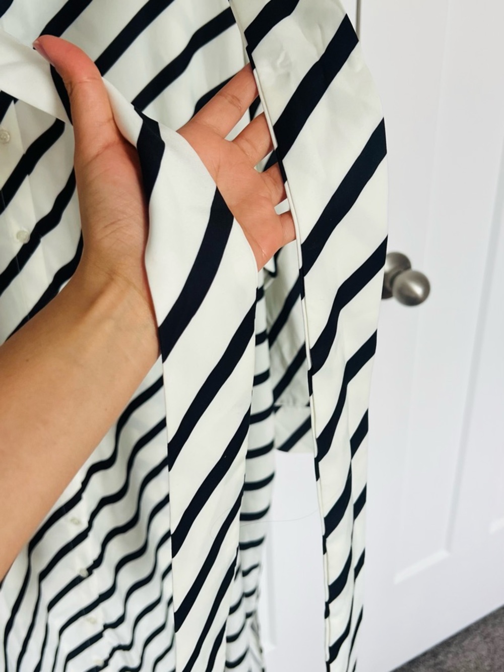 Eloquii Black and White Diagonal-Stripe Maxi Dress - Picture 3 of 3